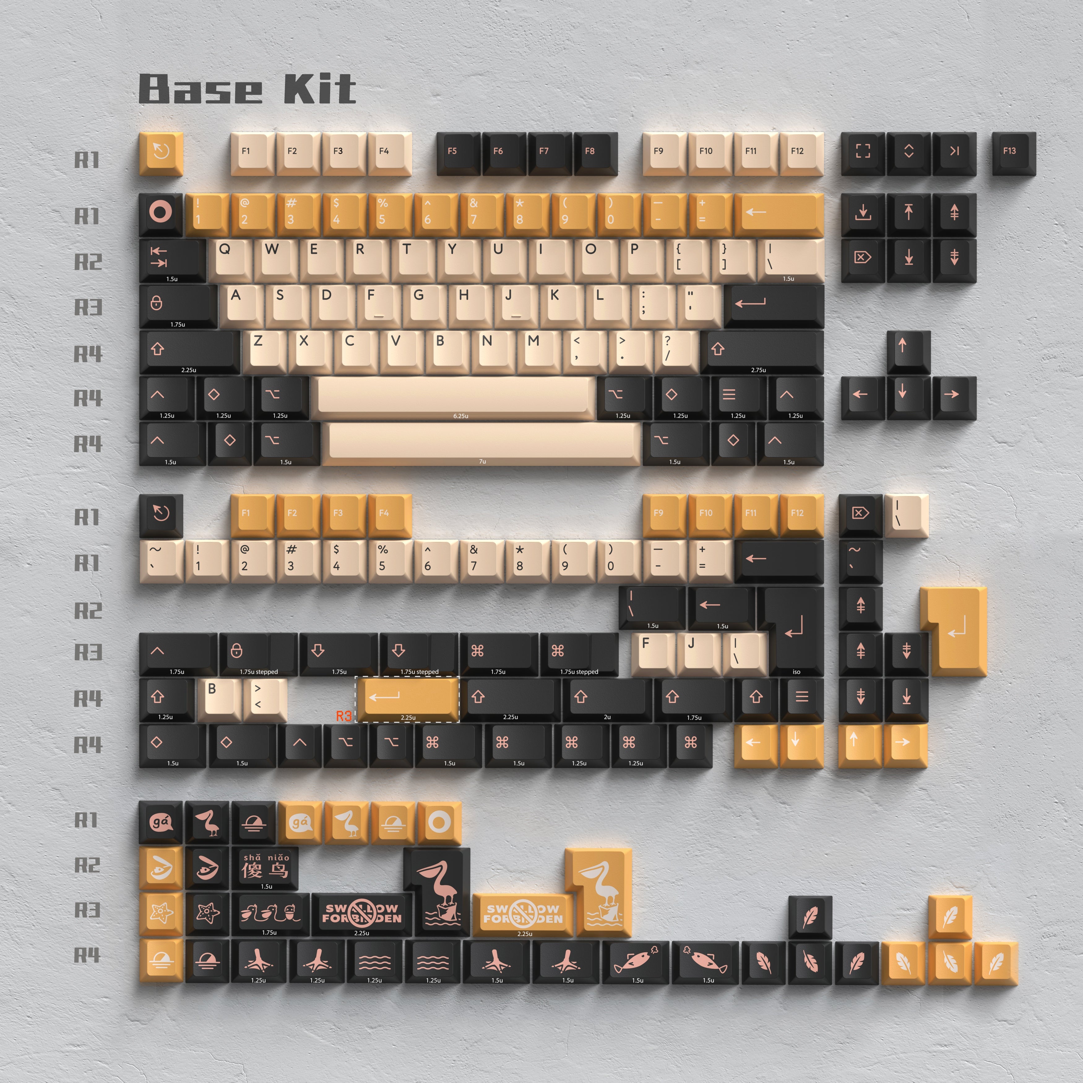 PC周辺機器 【希少】PBTfans Pelican R2 キーキャップ BASE set